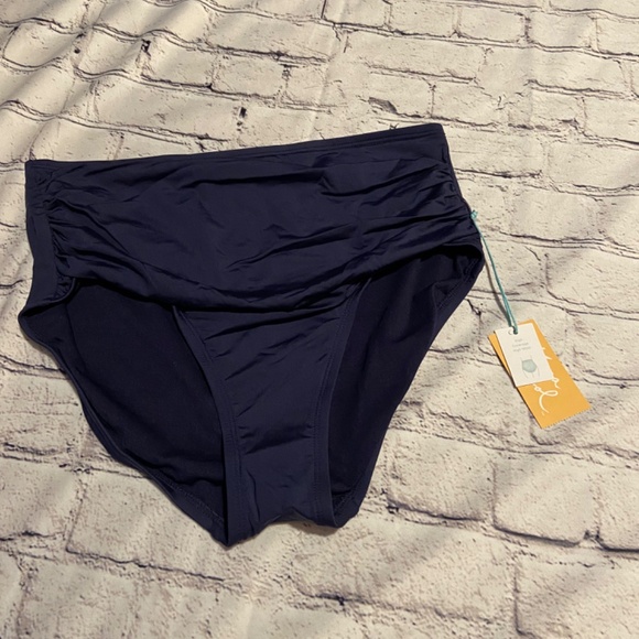 Kona Sol Navy Swim High Rise Bottom, Size M, NWT - Picture 4 of 5